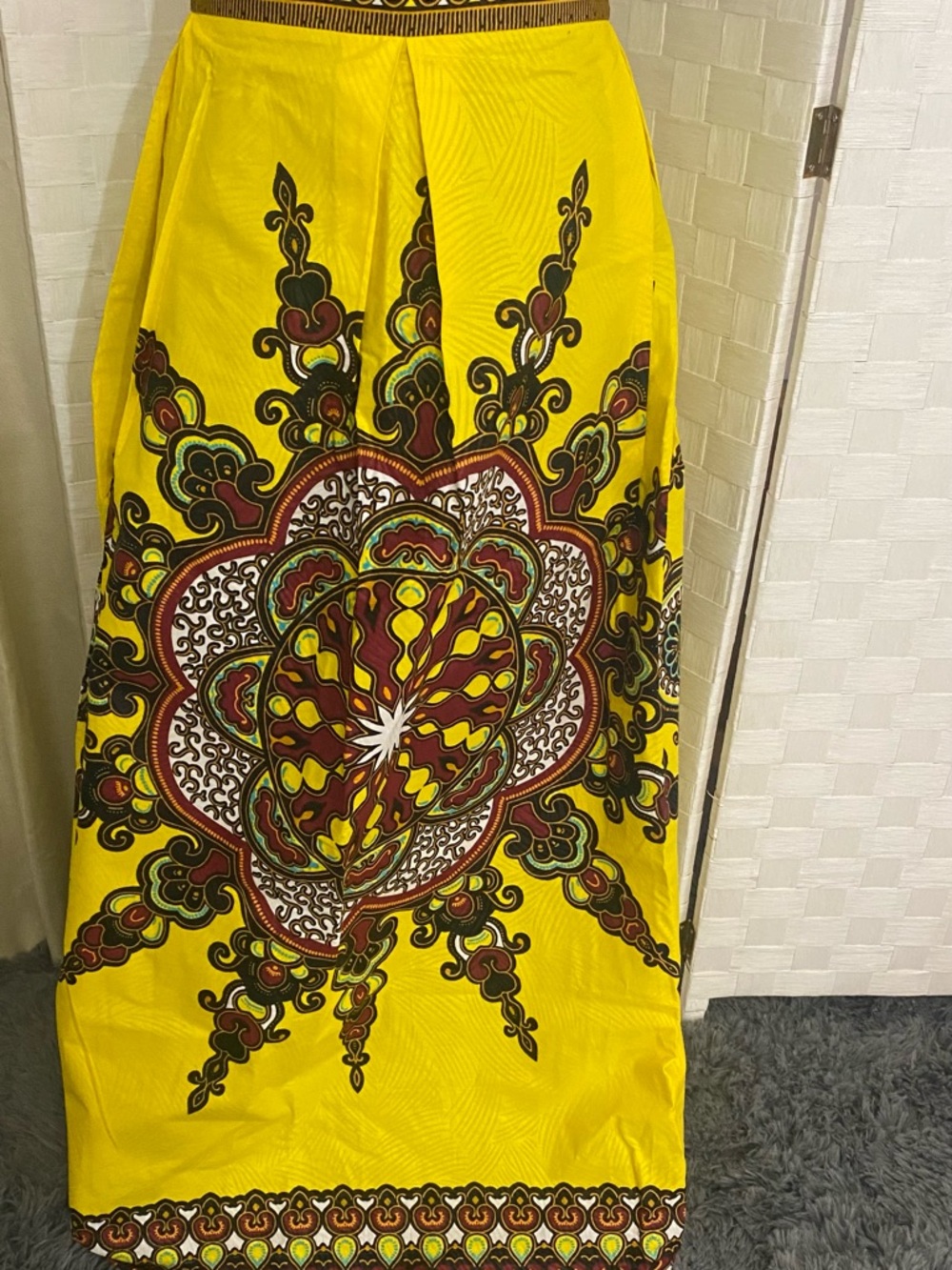 Vibrant Yellow African Print Maxi Skirt - Picture 2 of 9